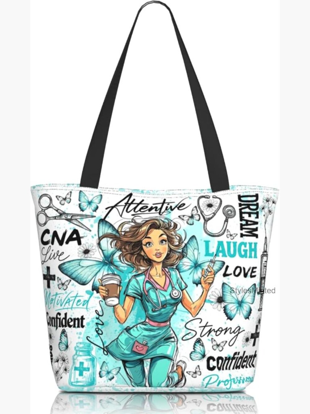 Large Capacity Tote Bag with Zipper for Travel Work Shopping
